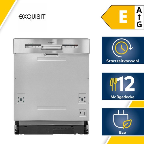 Exquisit EGSP1012-EB-030E Teilintegrierter Geschirrspüler, 60 cm breit, 12 Maßge - Bild 1 von 6