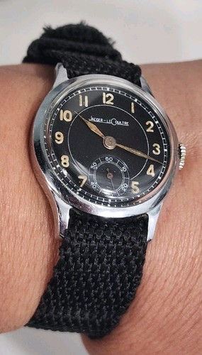 Raro orologio uomo vintage anni 40 JAEGER LeCOULTRE 463 WWII quadrante nero militare - Foto 20 di 24