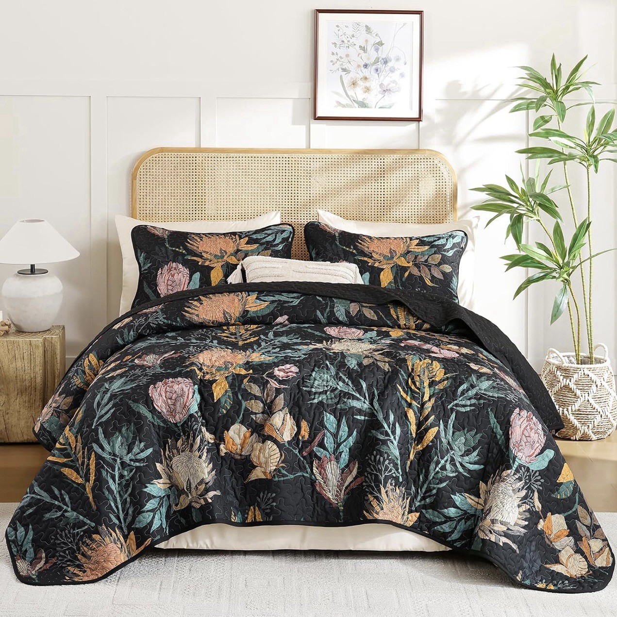 NEW Anthropologie Queen / King Reversible Boho Quilt Bedspread Bedding Sham Set
