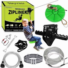 76FT Zipline for Backyard Kids and Adults Up to 350 lbs Zip Line Trolley Kit