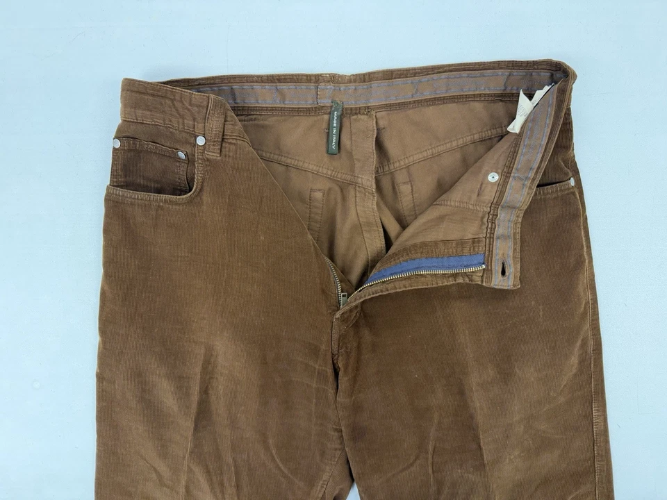 Pantalones de vestir Ermenegildo ZEGNA Italia para hombre marrón pana algodón 36X28 $895 Foto 4 de 4