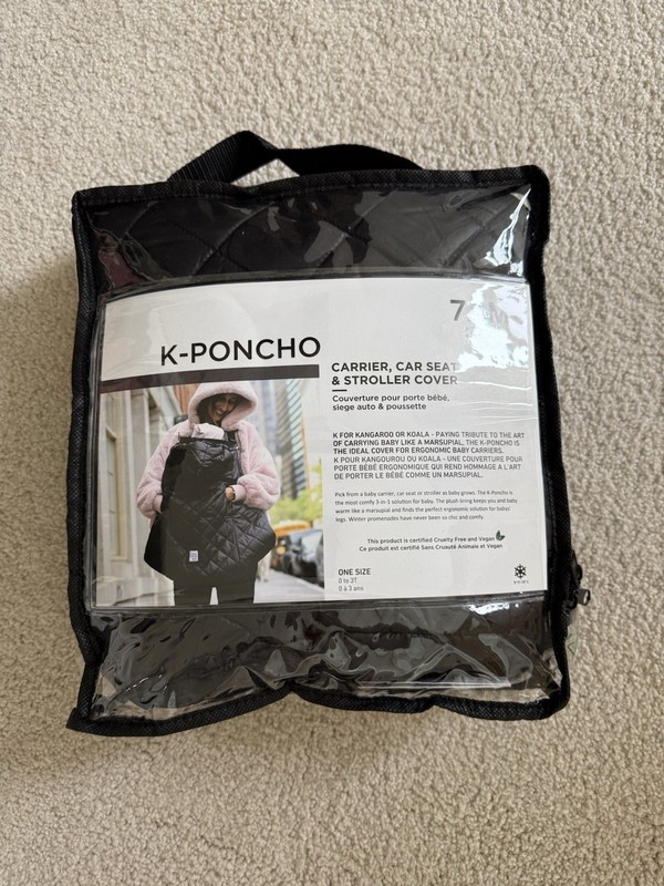 7AM Enfant Baby Carrier Cover K-Poncho Universal Black Quilted Blanket