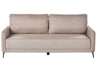 Schlafsofa Stoff Helles Braun 3-Sitzer Schwarze Beine Mit Schlaffunktion Heming