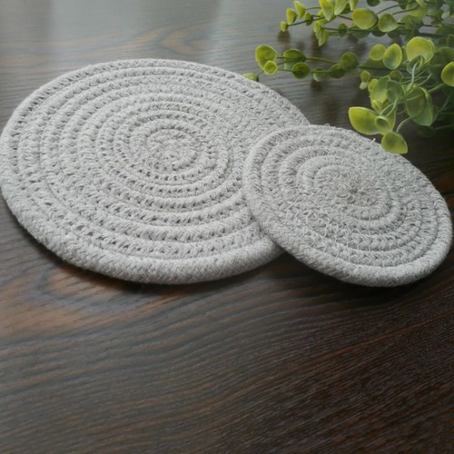 4 PCS Cotton Thread Placemat Round Braided Placemats Kitchen Table - Picture 3 of 11