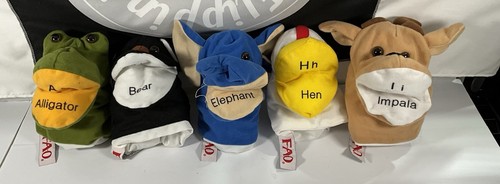Lot Of 17 FAO Schwarz Toys R Us Animal / Alphabet Hand Puppets