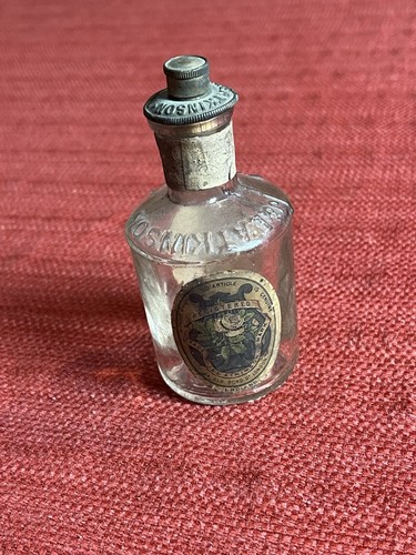 Rare Antique Vintage J. & E. Atkinson White Rose Perfume Bottle Brass Stopper