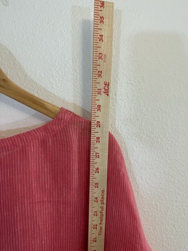 Eileen Fisher Cover Up Women Petite Large Pink White Striped Linen Flown Beach - Picture 9 of 11