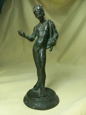 Piccola statua in bronzo. Narciso, copia dall'antico. XIX Sec