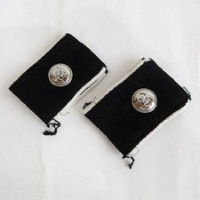 Chanel Replacement Fabric Snap Buttons Black Set of 2 Ladies