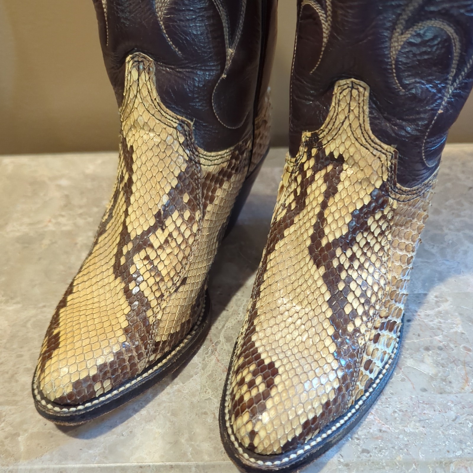 Vintage Abilene Back Cut Python Cowboy Boots Size… - image 6