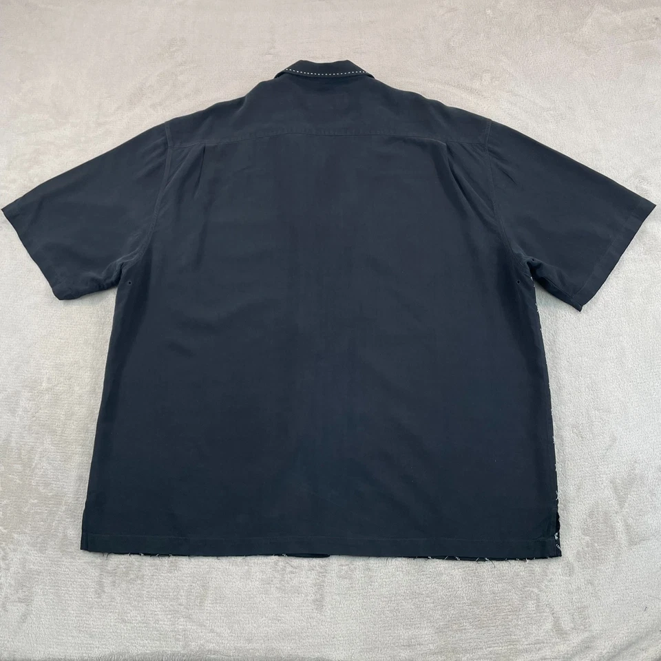 Camisa de campamento Nat Nast Luxury Originals para hombre 2XL negra bordada Geo Soprano seda Foto 4 de 4