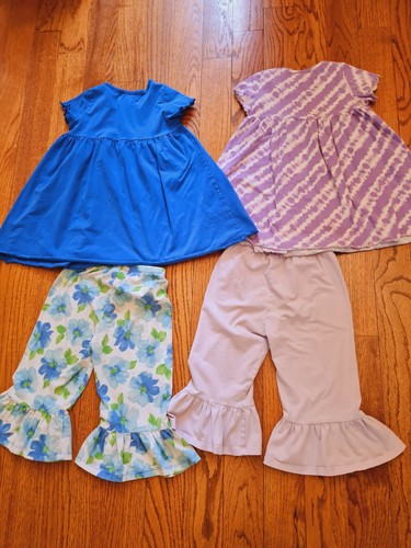 Girls Size 7 Ruffle Girl Outfits Set Of 2!! GUC! tunic & Capri Pants Sets - Picture 2 of 8