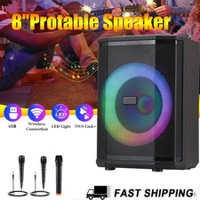9500W 8" Woofer Portable Bluetooth Party Speaker Heavy Bass Wireless FM AUX Mic