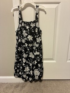 Children’s Place Girls Black/White Romper With Floral Nature Print Size XL 14