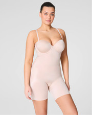 SPANXshape  Suit Your Fancy Strapless Cupped Mid-Thigh Bodysuit Underwire S