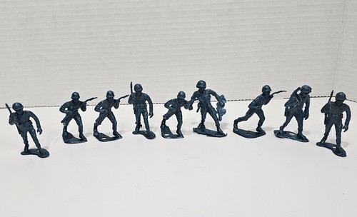 Lot of 9 Vintage Metallic Blue US Plastic Toy Soldiers 2 Inch - 第 1/21 張圖片