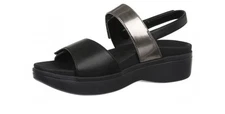 NWOT Vionic Fay Comfort Wedge Sandals Size 8 Black/Pewter Comfort Support