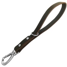 Short Leather Dog Leash 14 Inch Lead With 360 Heavy Duty Metal Clip - Soft St.