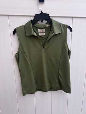 EP Pro Tour Dry Golf Polo Womens Size Medium Sleeveless Pullover Top Green