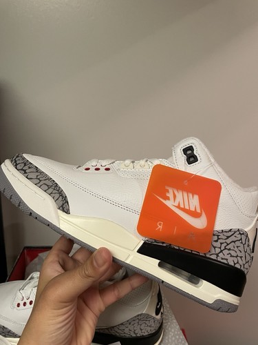2023 NUOVE Nike Air Jordan Retro 3 cemento taglia 8,5 reimmaginate AUTENTICHE DN3707-100 - Foto 4 di 14