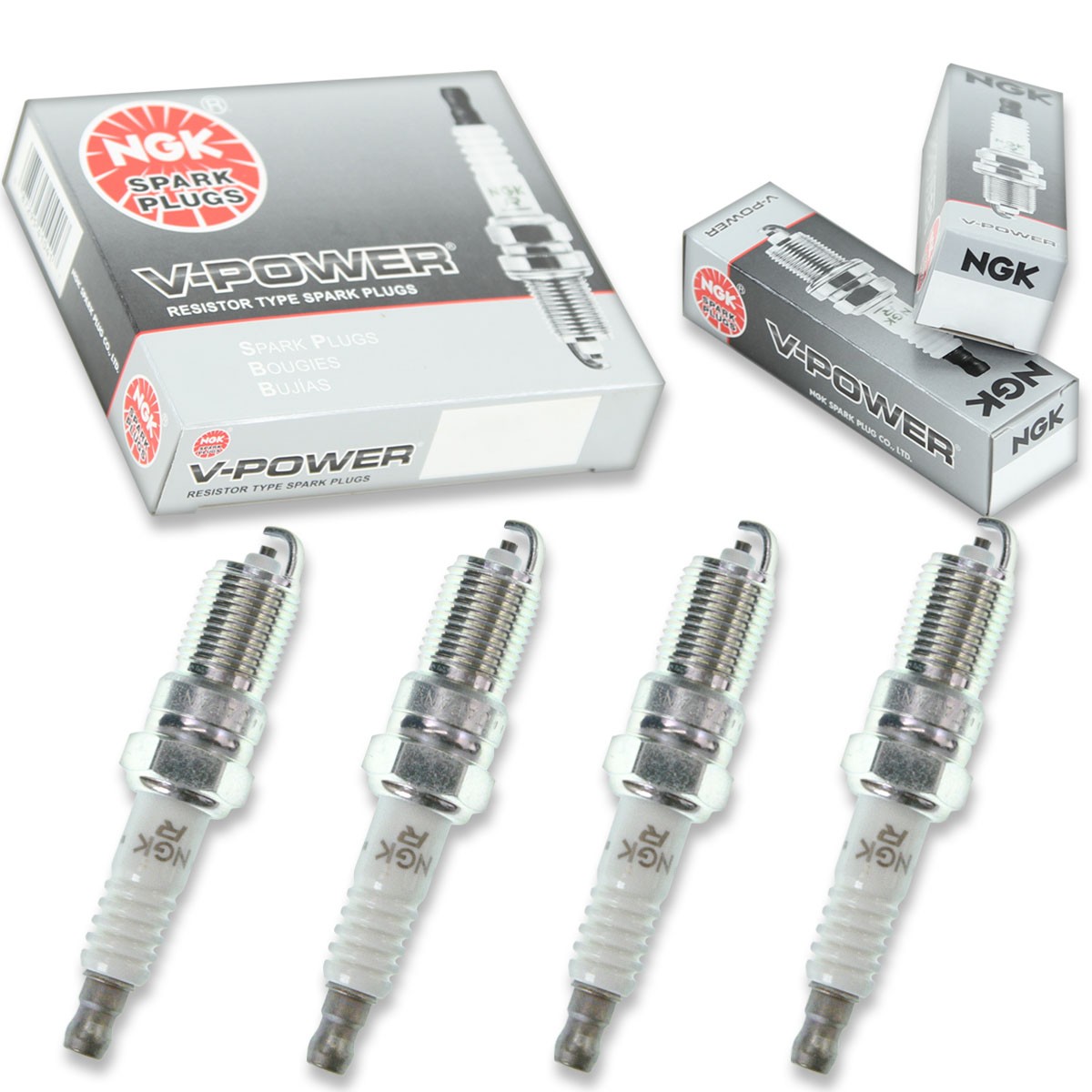 4 pcs NGK V-Power Spark Plugs for 1997-1999 Chevrolet Malibu 2.4L L4 - ju