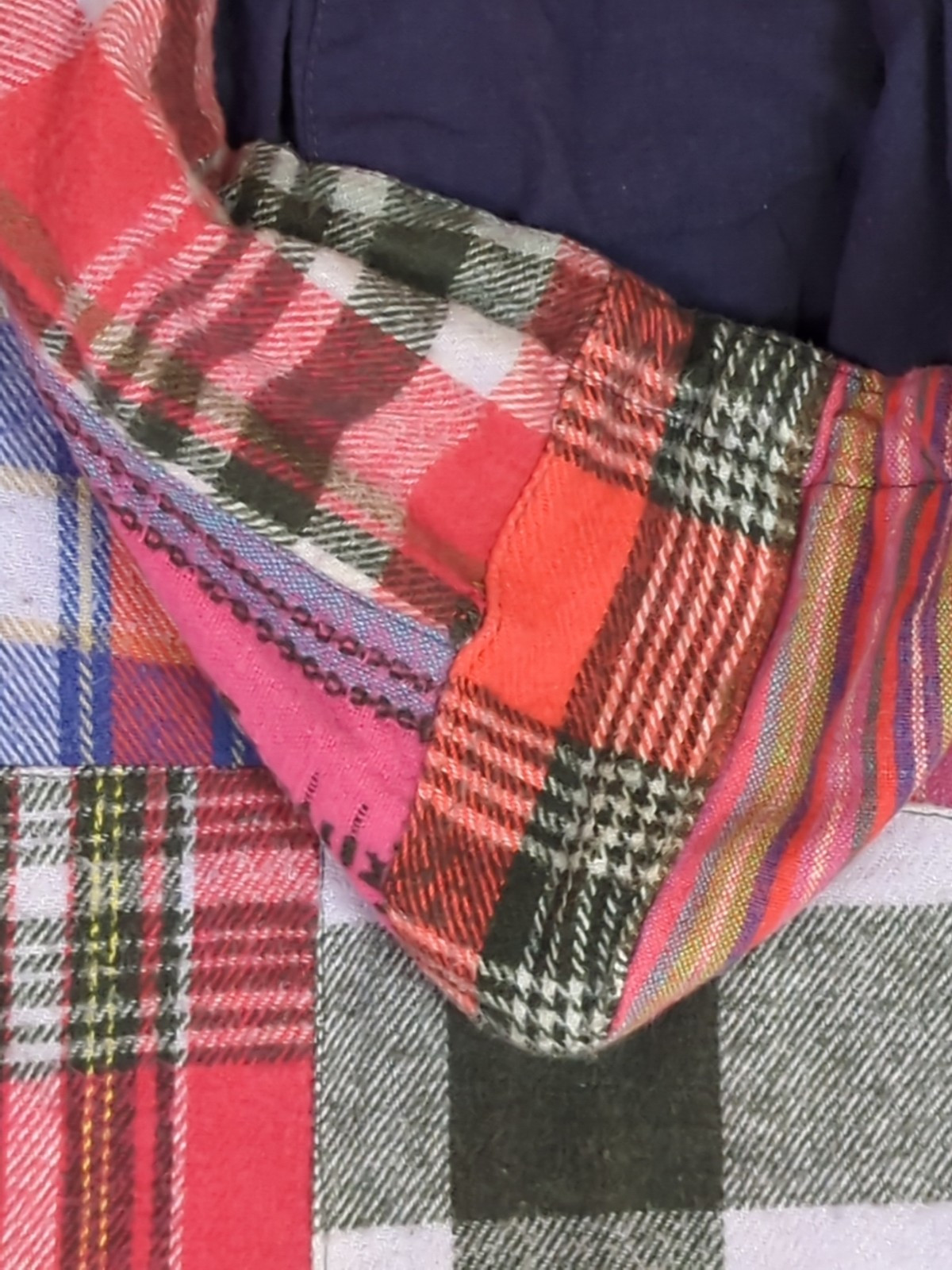 Patchwork flannel 1/4 Zip Pullover reversible Hoo… - image 15