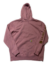 Carhartt Hoodie Sweatshirt Womens Large Loose Fit Pink Cotton Pullover