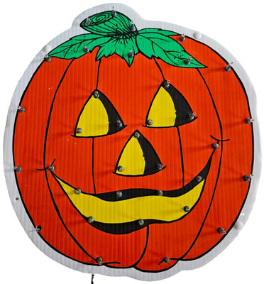 Vtg 1995 LIGHTED PUMPKIN FACE YARD TWINKLER Impact Plastics 34-Light String 16''