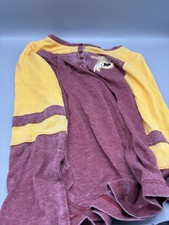 NWT Girls Washington Redskins Maroon/Gold Long Sleeve Henley Shirt Large 10/12
