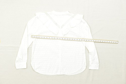 NEW LOFT Women's White Cotton Ruffle Blouse Button Front Top Regular Size M - Picture 3 of 8