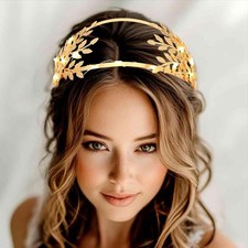 Greek Goddess Headband Gold Leaf Crown Light Up Headpiece for