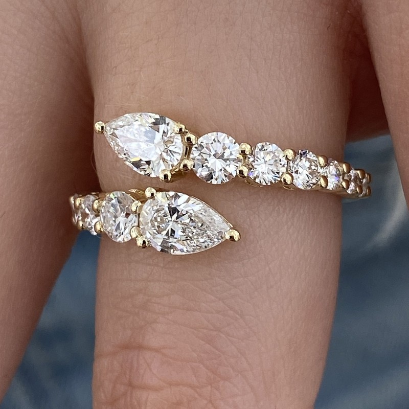 1.7ct TCW Ring Yellow Gold 14K Lab-Grown Diamond F/VS GGL