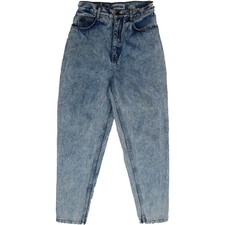 Vintage Anchor Blue Acid Wash Rock Grunge High Waisted Festival Denim Jeans 25