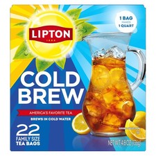 Lipton Cold Brew Iced Tea Bags, Family Size Zero Calories, Easy-To-Make with no