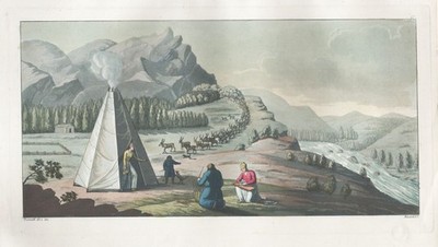 Lapland Lappland Finland Suomi Finnland Aquatinta Etching Ferrario 1820