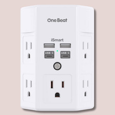 5 Outlet Extender Surge Protector Multi Plug Wall Adapter USB Charger Ports with