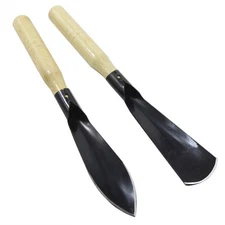 2 Counts Garden Shovel Garden Pointed with Pointed Tip and Flat Tip, Wooden Hand