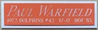 PAUL WARFIELD DOLPHINS NAMEPLATE AUTOGRAPHED SIGNED FOOTBALL HELMET JERSEY PHOTO
