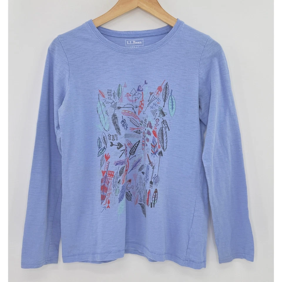 L.L.Bean Girl's Long Sleeve Graphic Tee Shirt Size L (14-16) Cotton Peru See Pic - Image 2 of 4