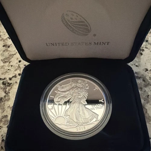 2015-W Proof American Silver Eagle Dollar $1 Box & COA US Mint Bullion OGP