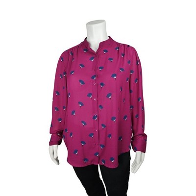 Faded Glory Women's Floral Button Down Long Sleeve Blouse XXL