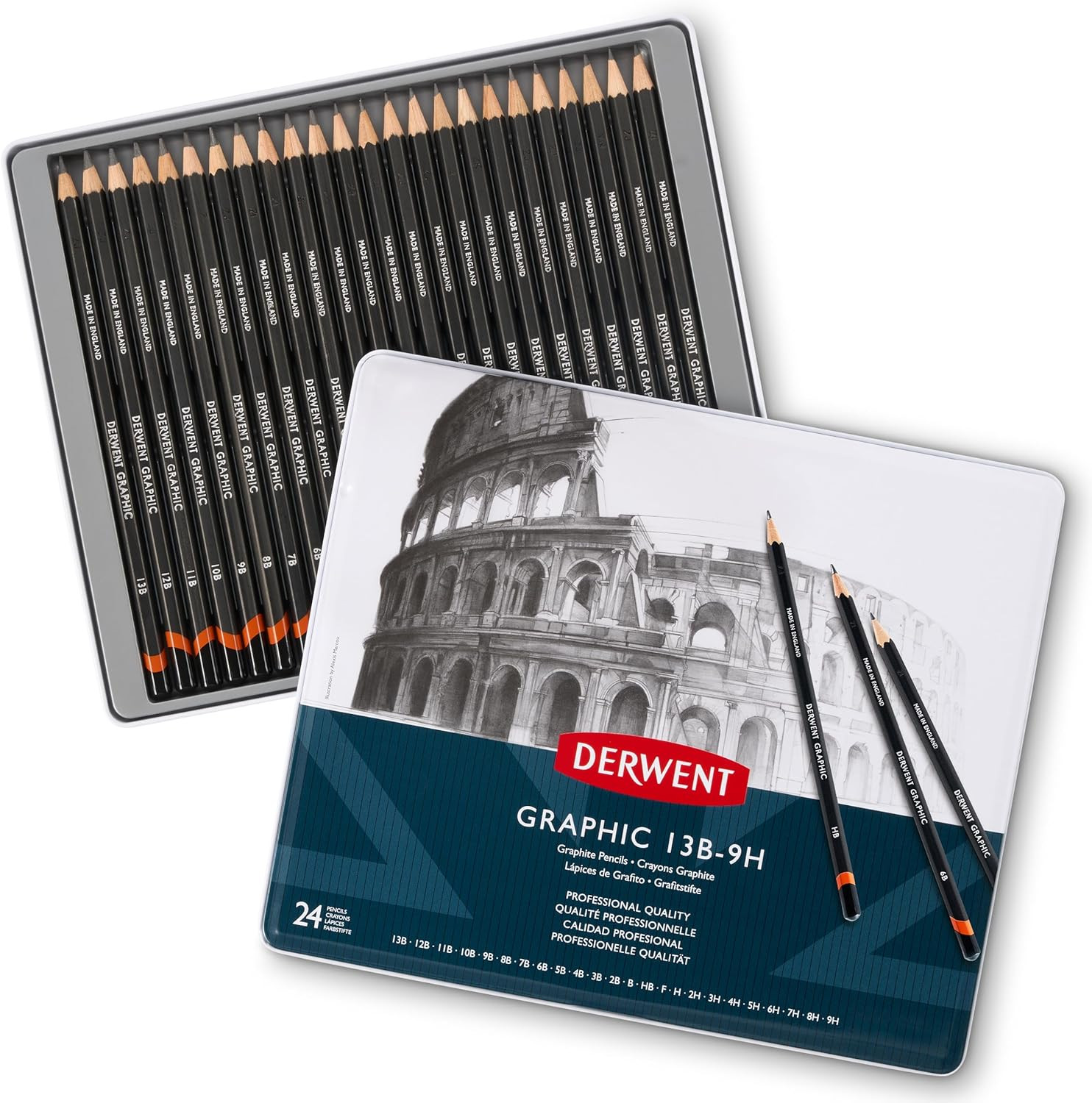 Graphic Pencils, Metal Tin, 24 Count (34202)