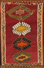 Vegetable Dye Kilim Flat Weave Rug 5x7 Reversible Tribal Semi-Antique Carpet