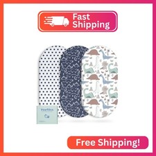 Yoofoss Bassinet Sheets for Baby,3-Pack Fitted Bassinet Sheets Set Compatible wi