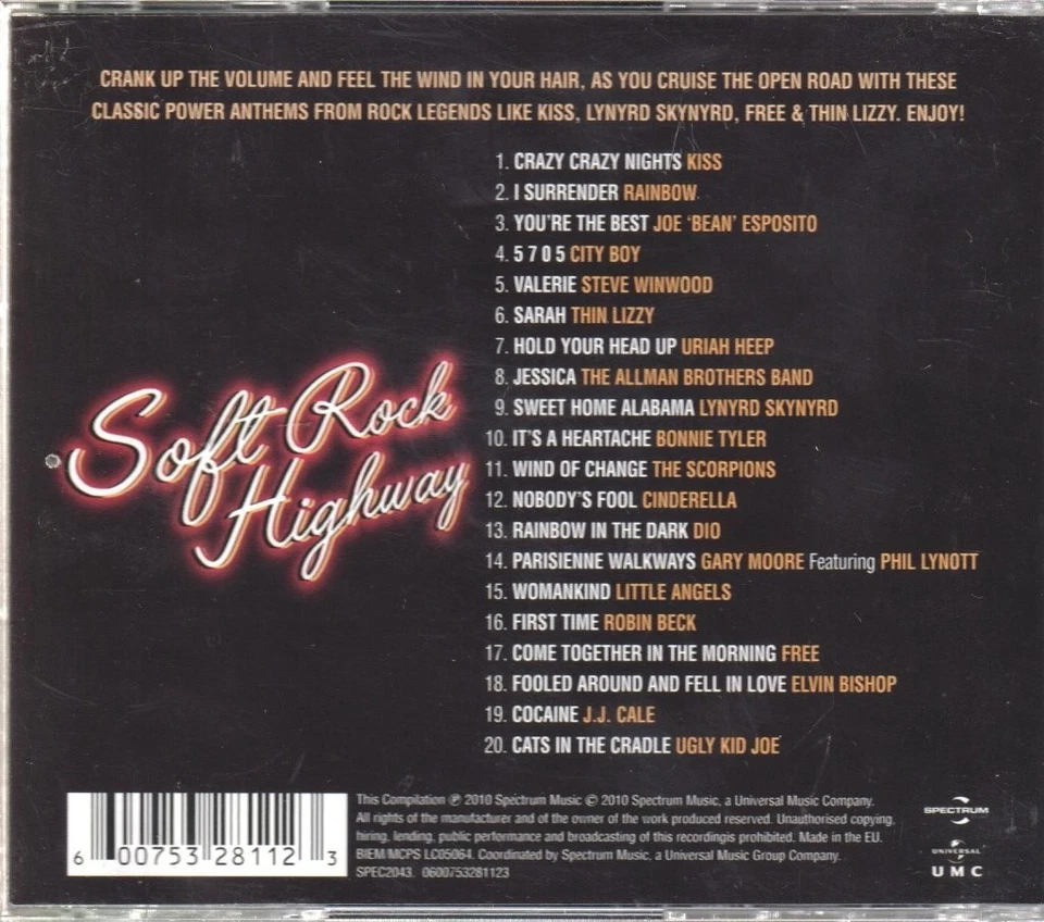 Soft Rock Highway 20 Power Rock Hymnen CD Europa Spectrum 2010 Compilation - Bild 2 von 2