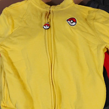 Pok mon Pikachu Boys Size S Yellow Hooded Zip Fleece One-Piece Sleeper