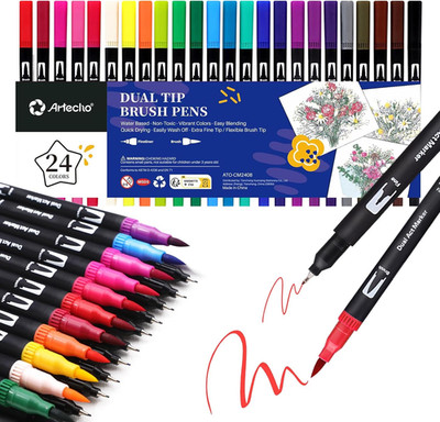Artecho Dual Brush Pen Set 24 Farben, Filzstifte Dicke Und Dünne, Pinselstifte S