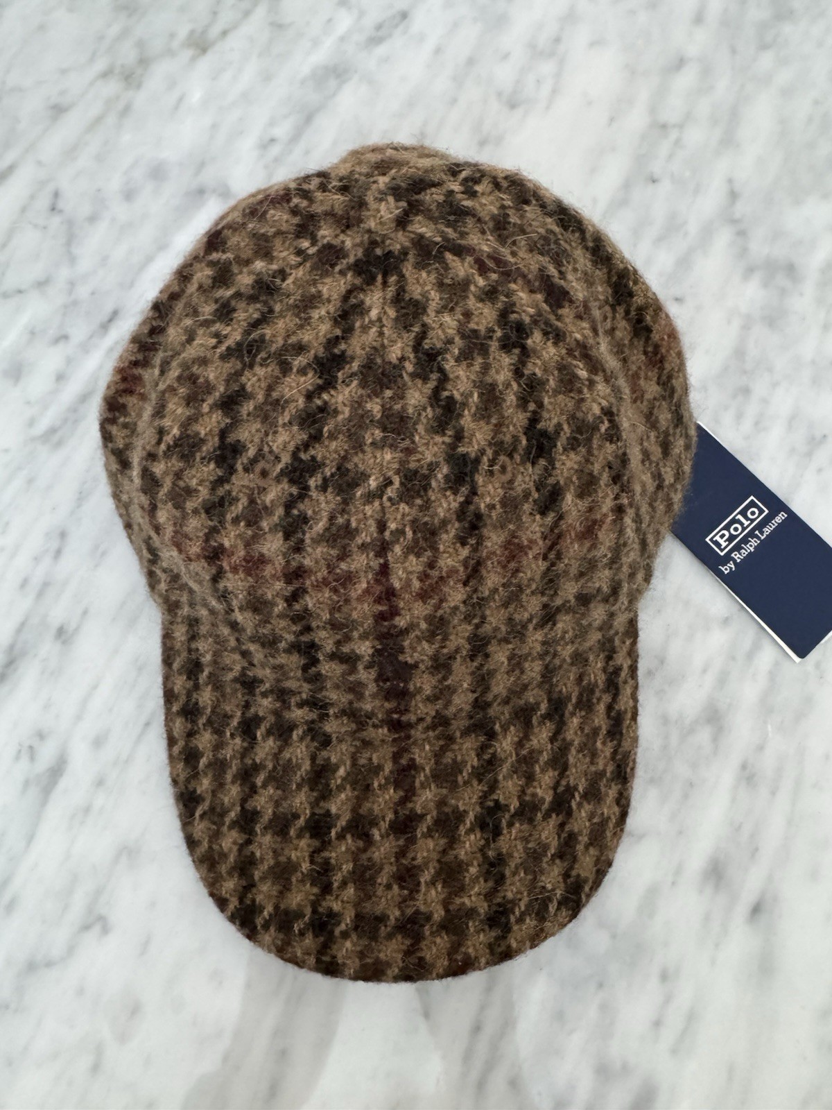 BNWT Polo Ralph Lauren Checked Wool Tweed Ball Brown Multi Cap Hat. RRP£185 image 3