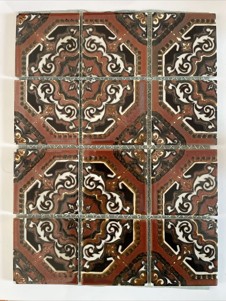 12 Tiles NOS Vintage Mid Century Spanish Revival 3-5/16 JAPAN Quantity Available - Image 2 of 4