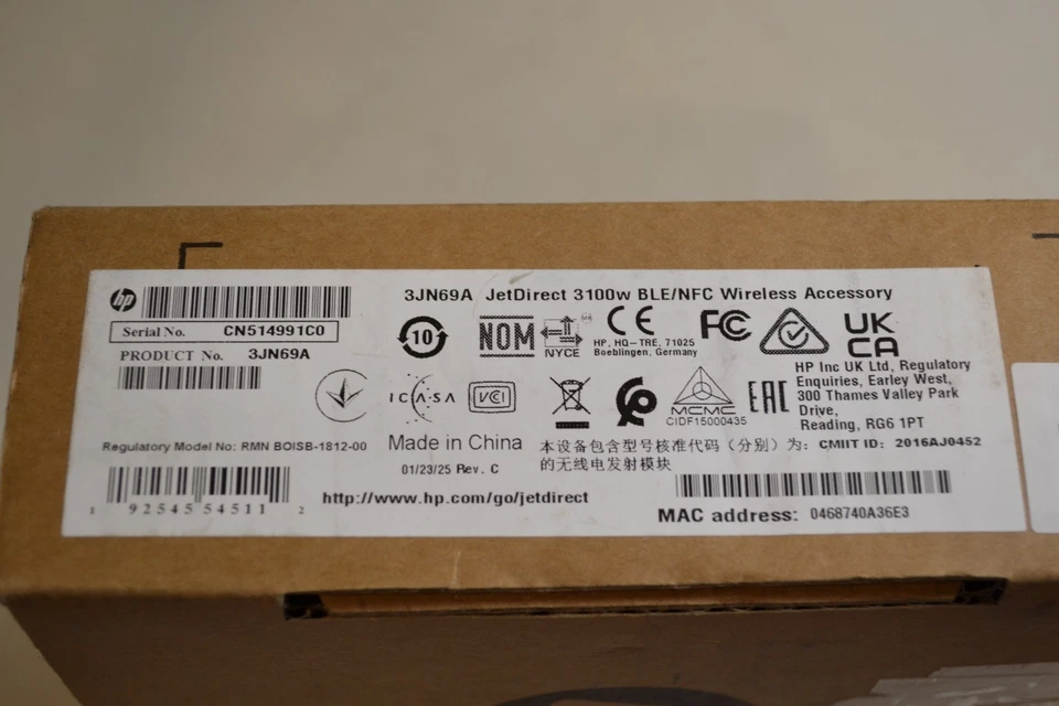 GENUINO HP Jetdirect 3100w BLE/NFC/Accesorio Inalámbrico 3JN69A Foto 2 de 3